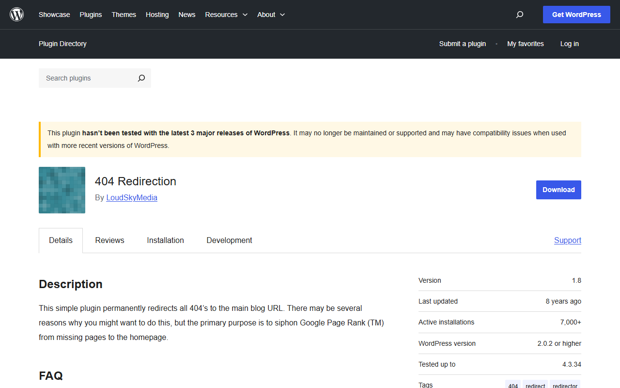 404redirection.com screenshot