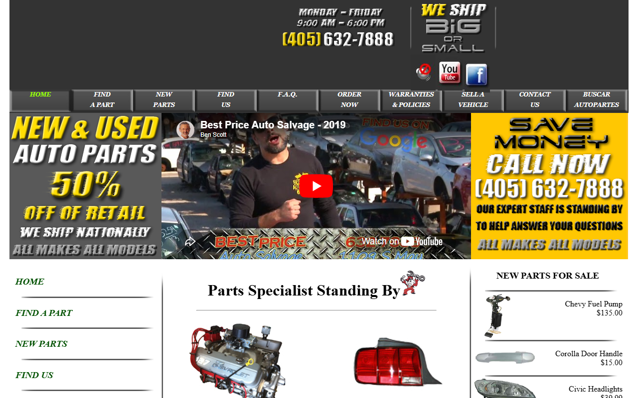 405autosalvage.com screenshot