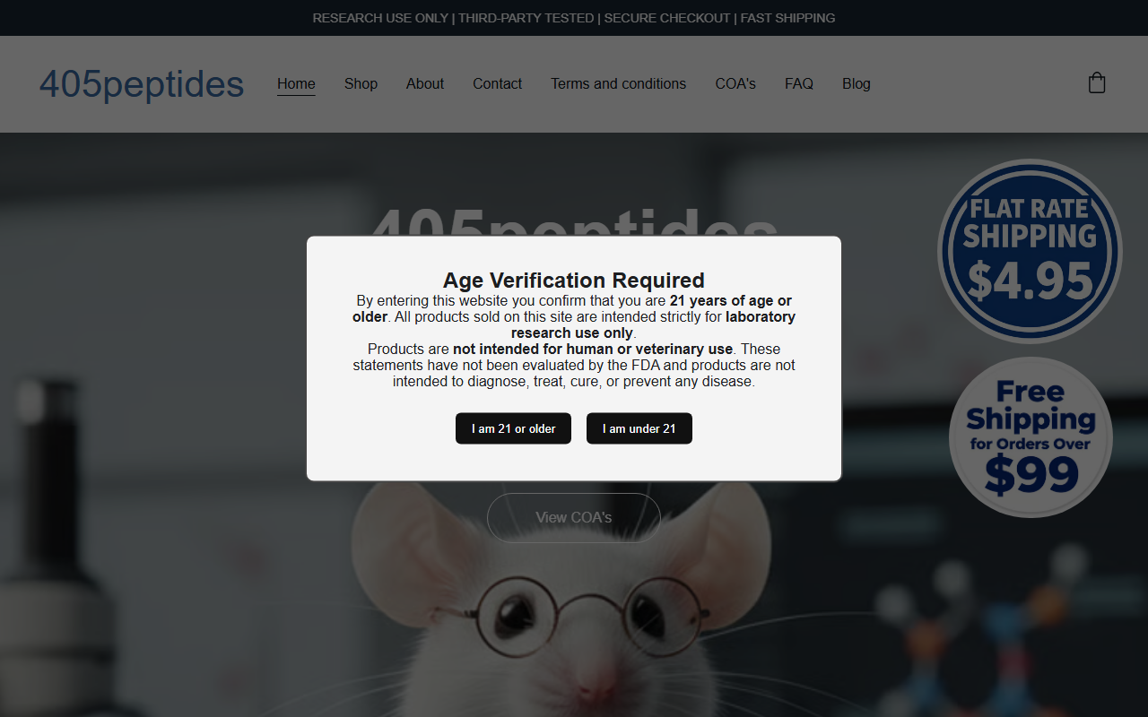 405peptides.com screenshot