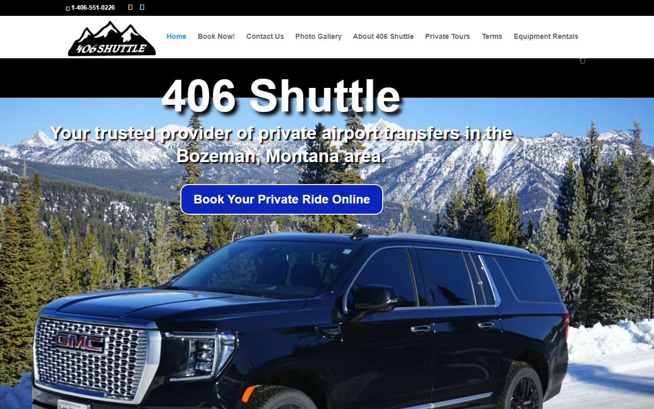 406shuttle.com screenshot
