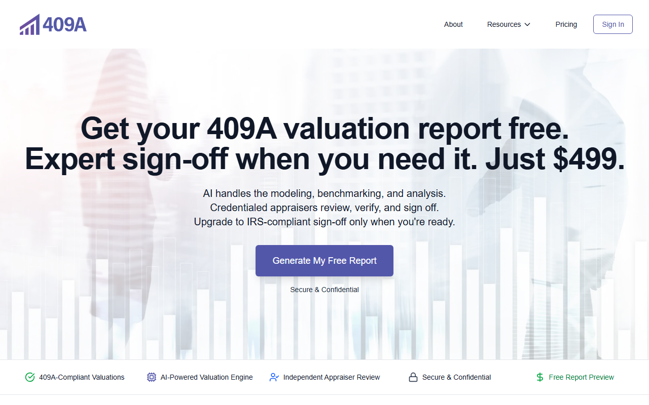 409a-valuation.com screenshot