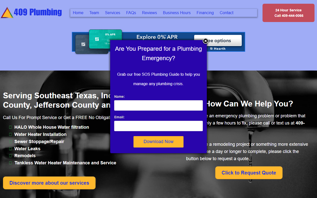 409plumbing.com screenshot