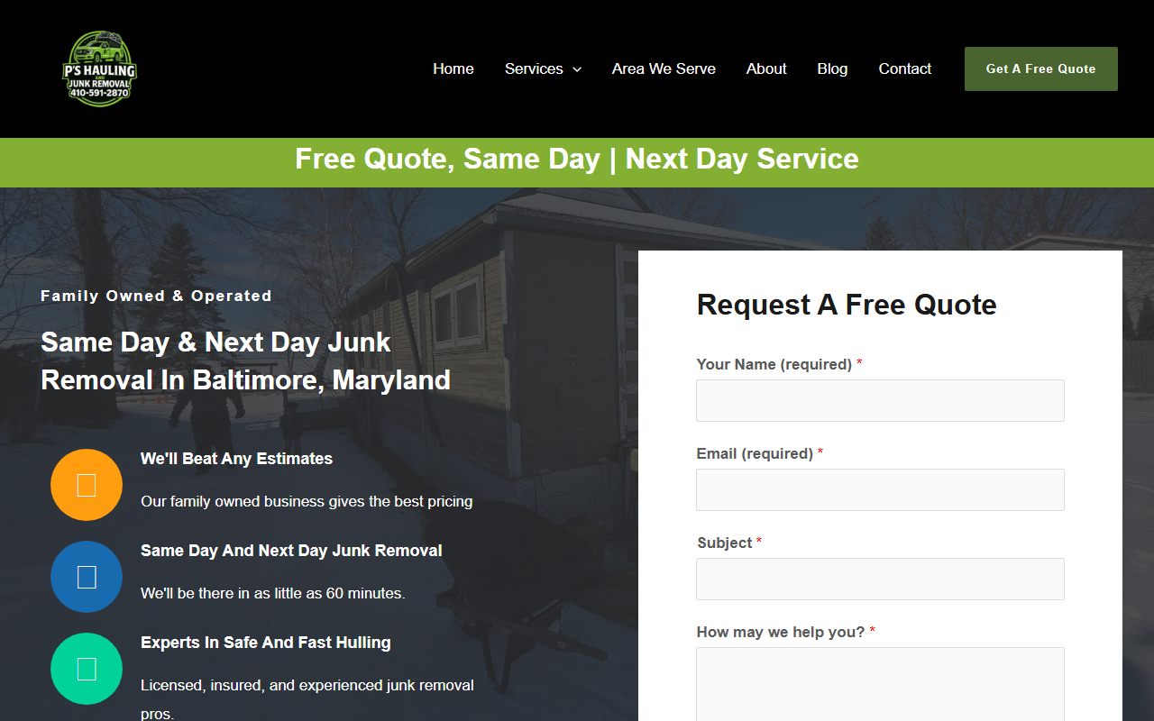410junkremoval.com screenshot