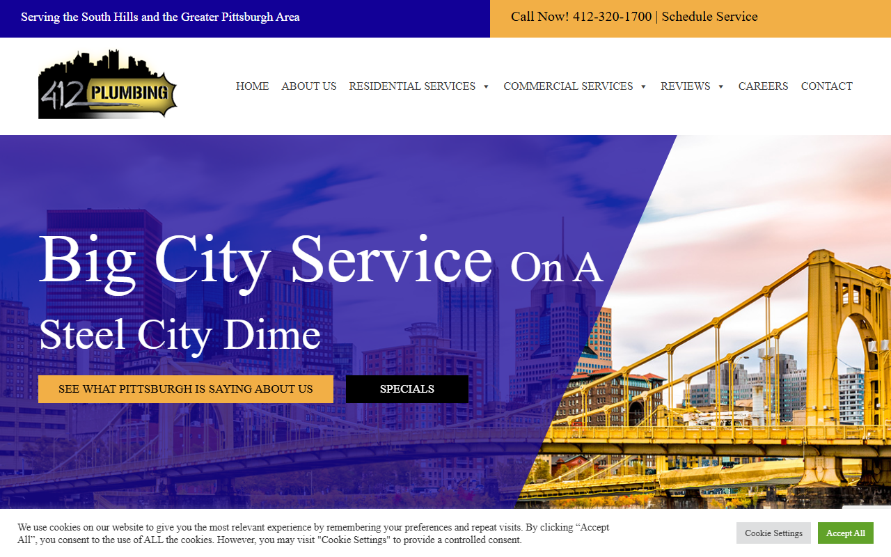 412plumbing.com screenshot