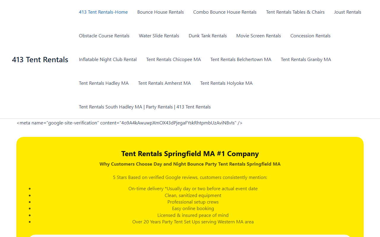413tentrentals.com screenshot