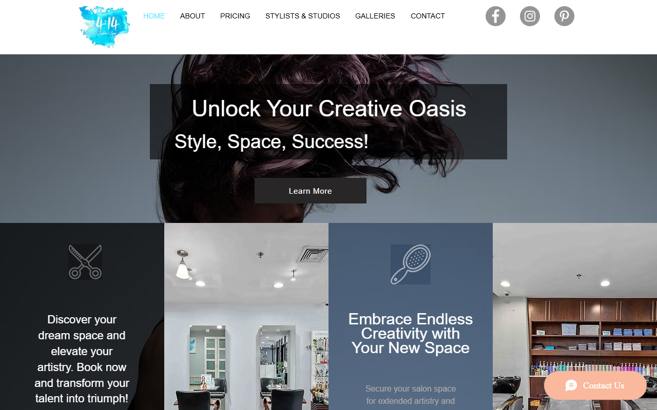 414salonspa.com screenshot