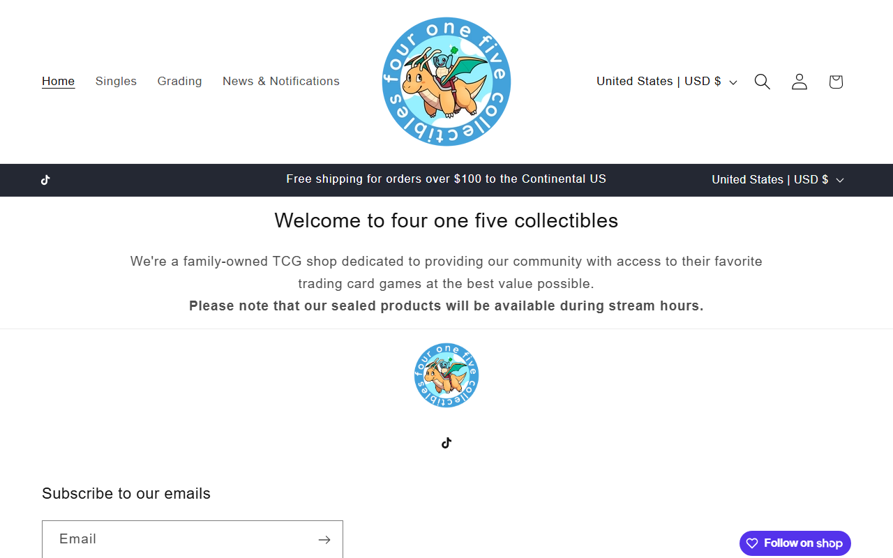415collectibles.com screenshot