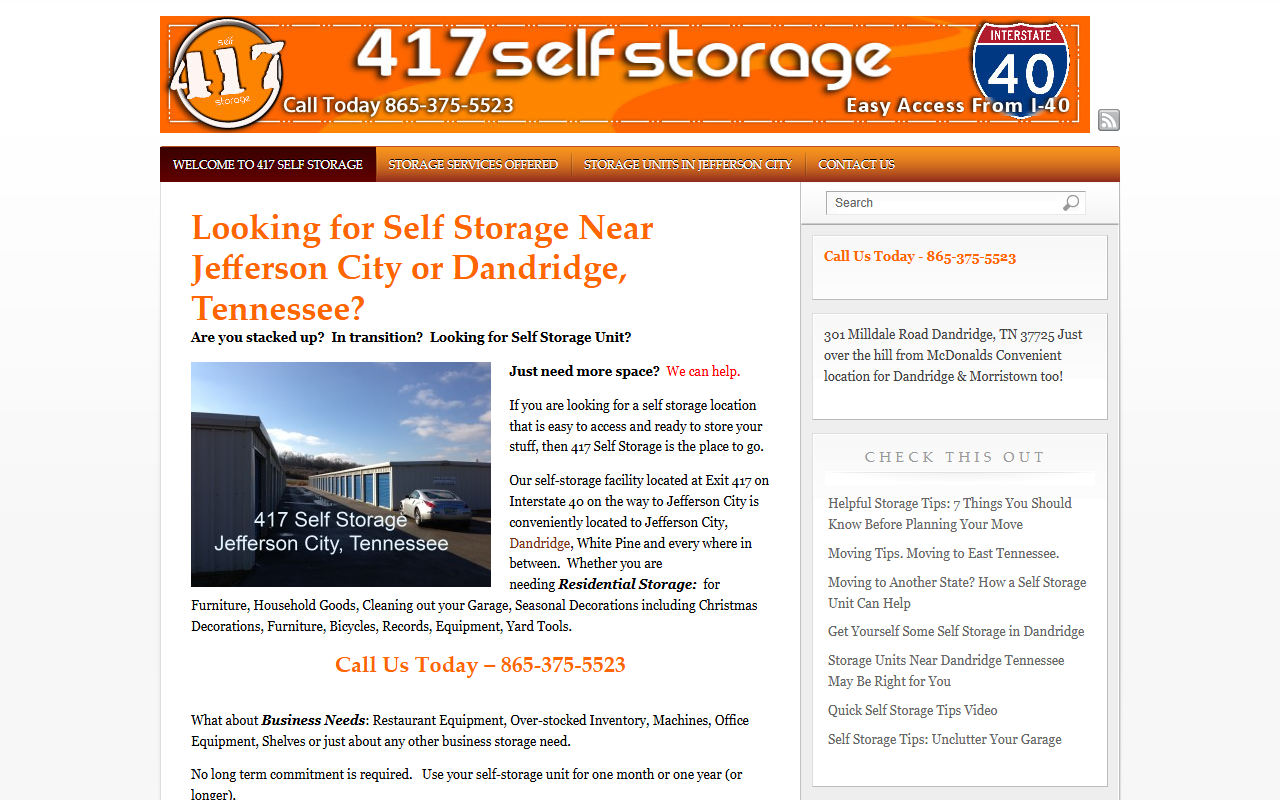 417selfstorage.com screenshot