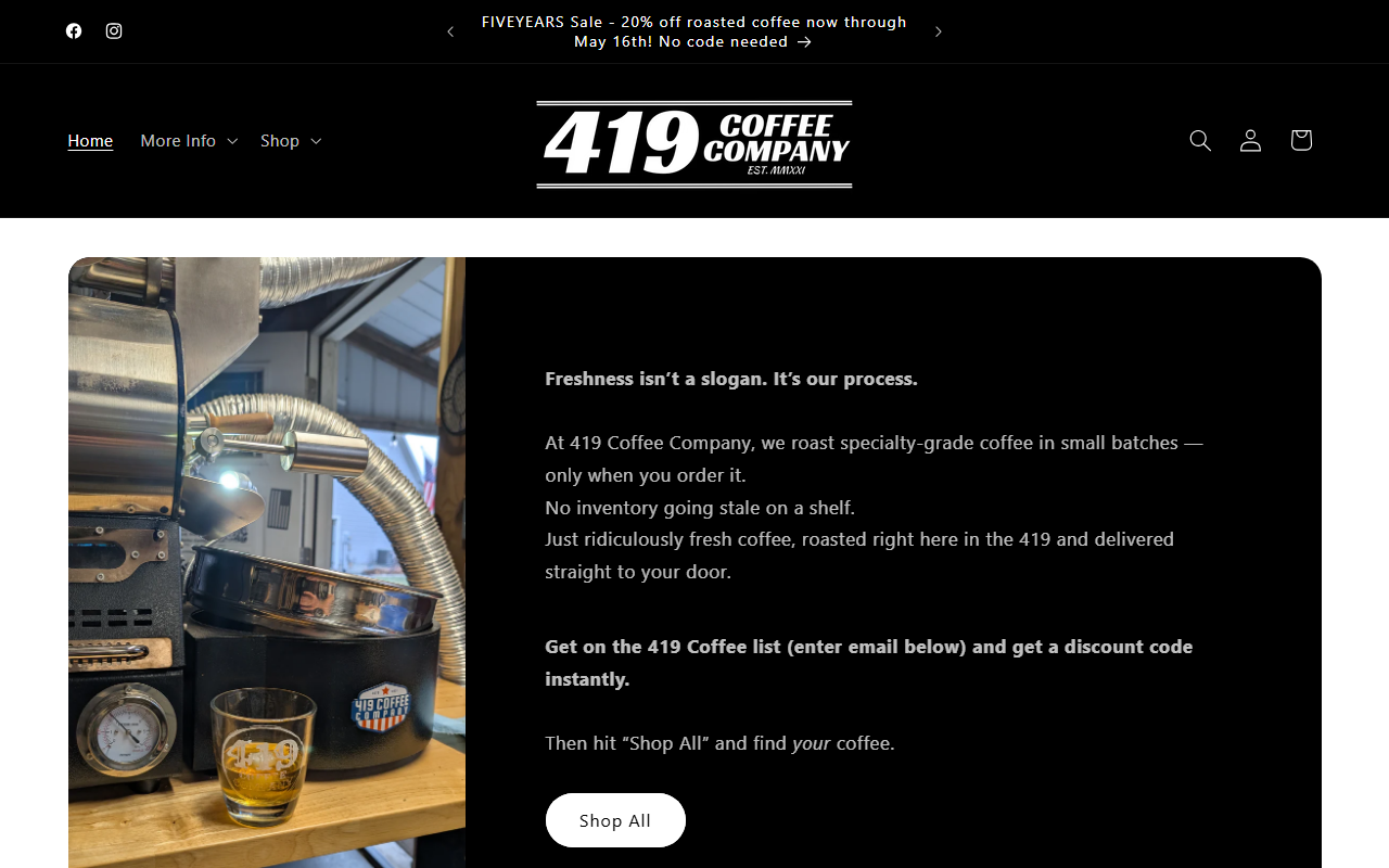 419coffeeco.com screenshot