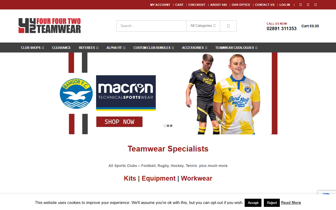 442teamwear.com screenshot