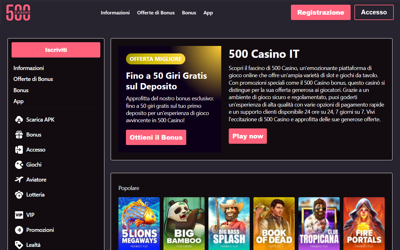 500casinoit.com screenshot