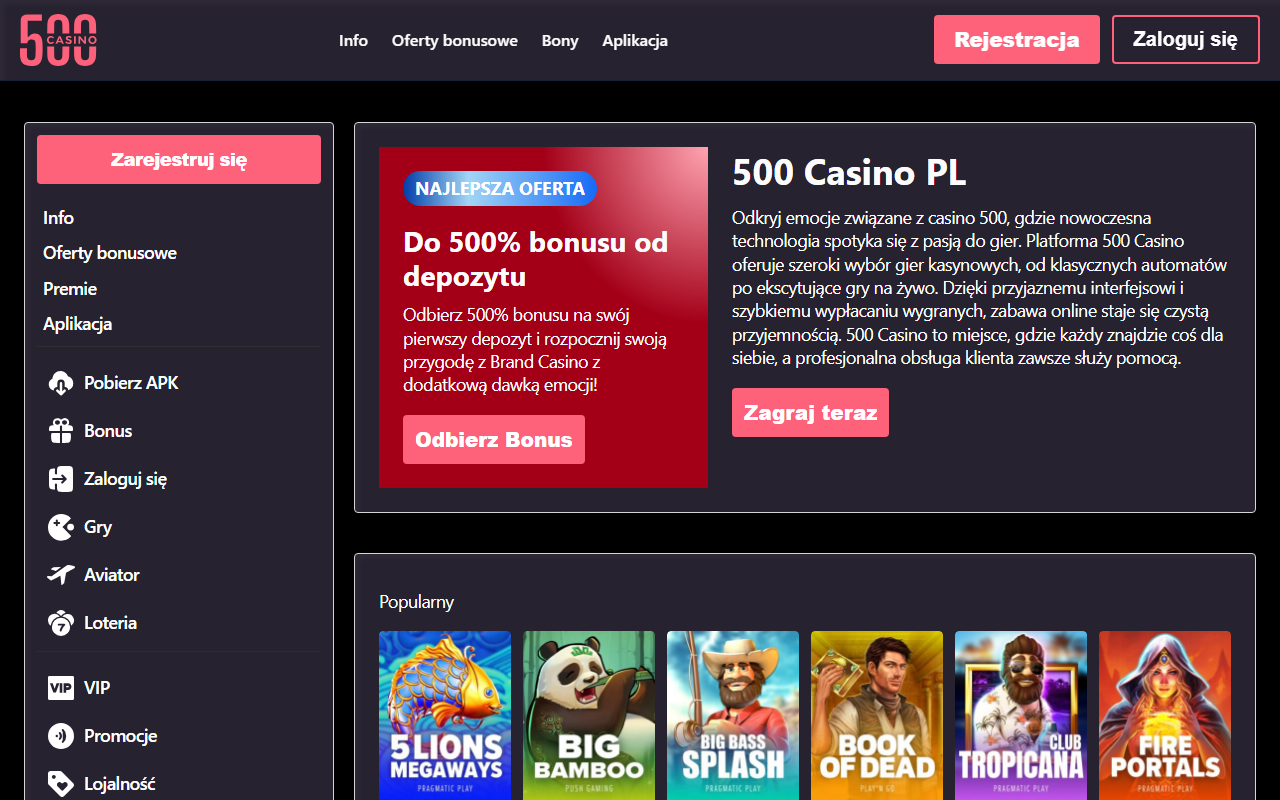 500casinopl.com screenshot