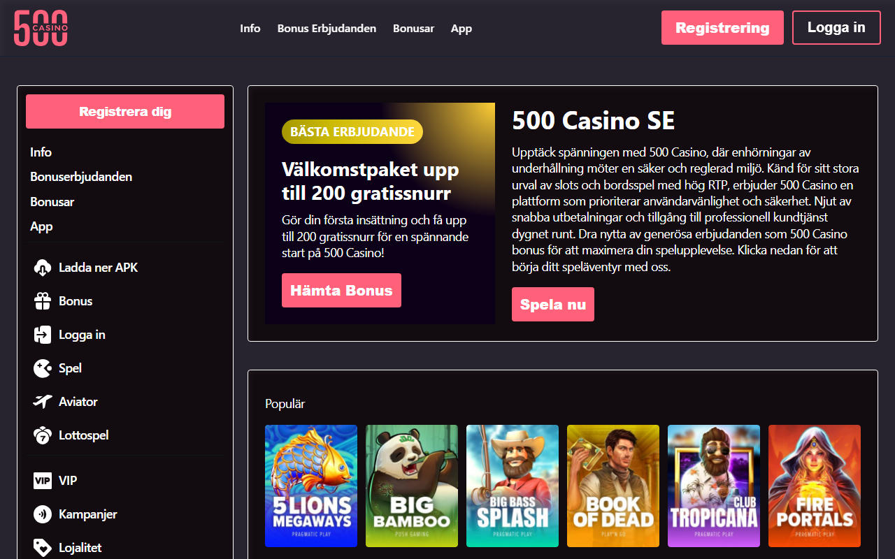 500casinose.com screenshot