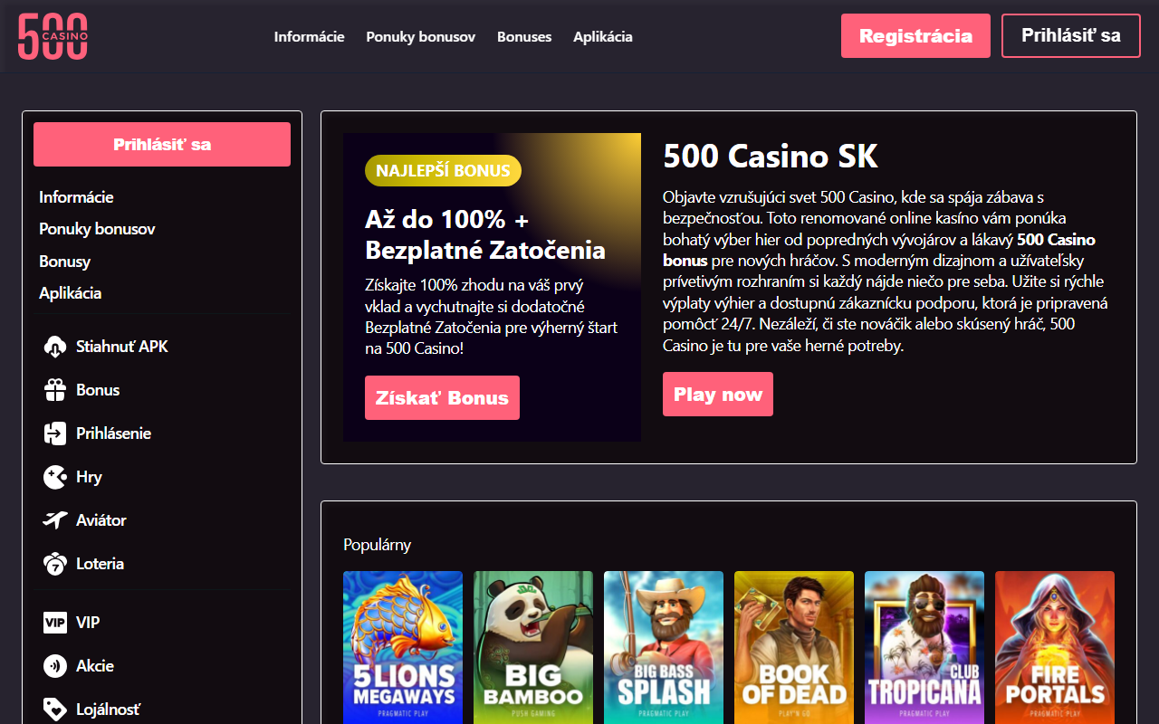 500casinosk.com screenshot