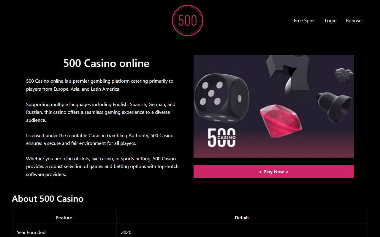 500casinoslog.com screenshot