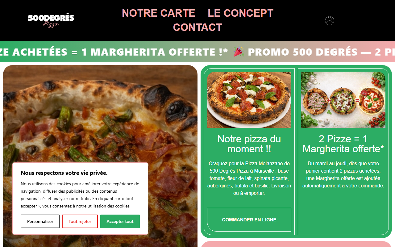 500degres-pizzas.com screenshot