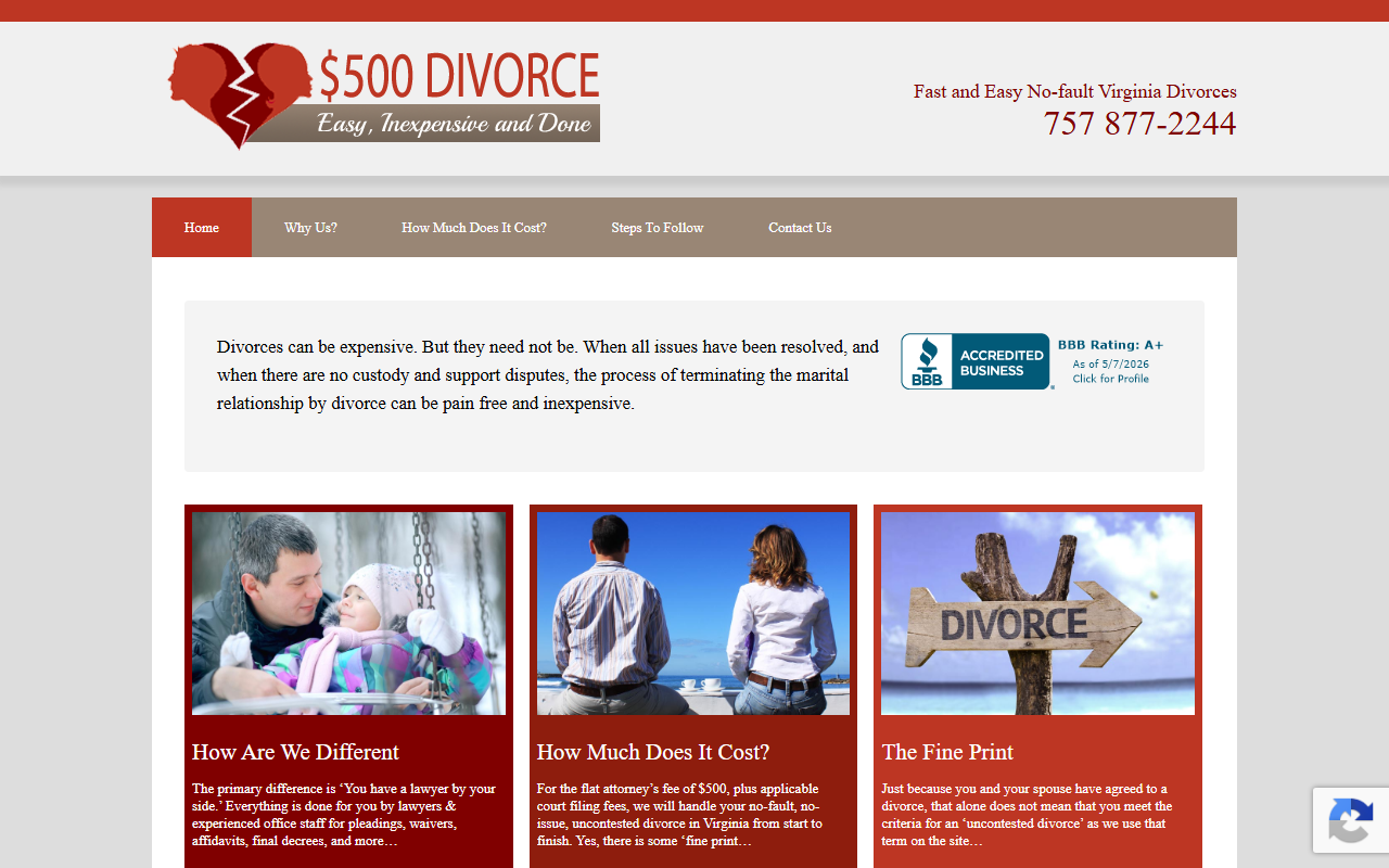 500dollardivorce.com screenshot