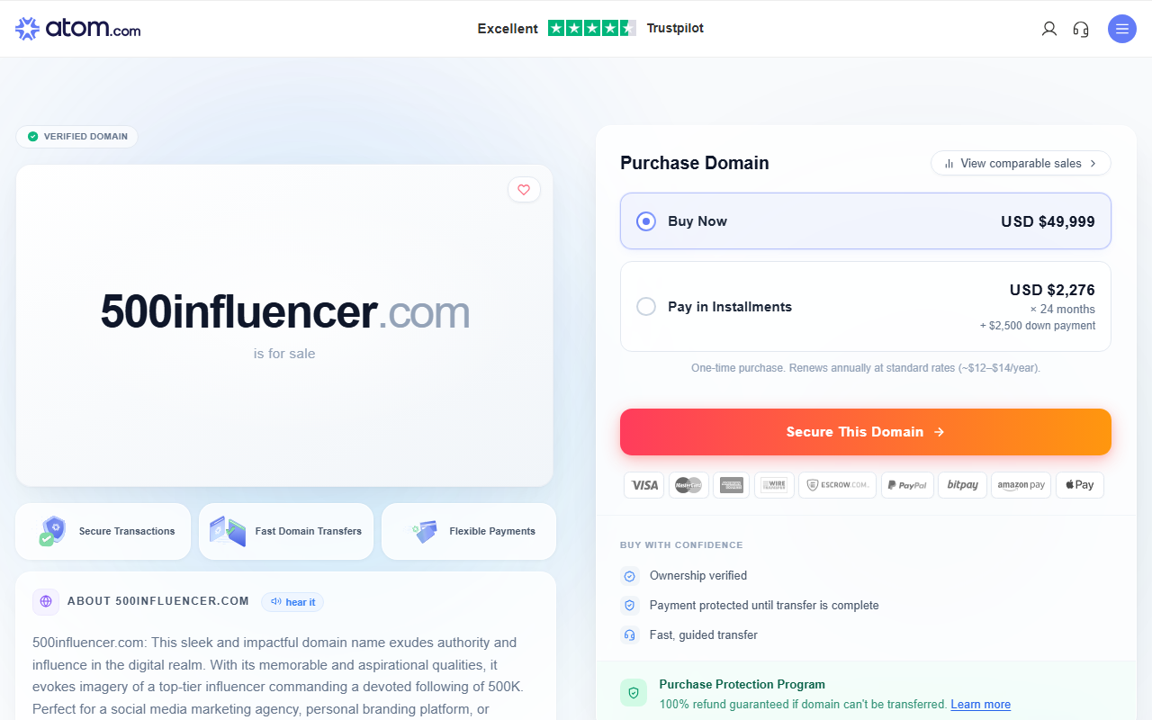 500influencer.com screenshot