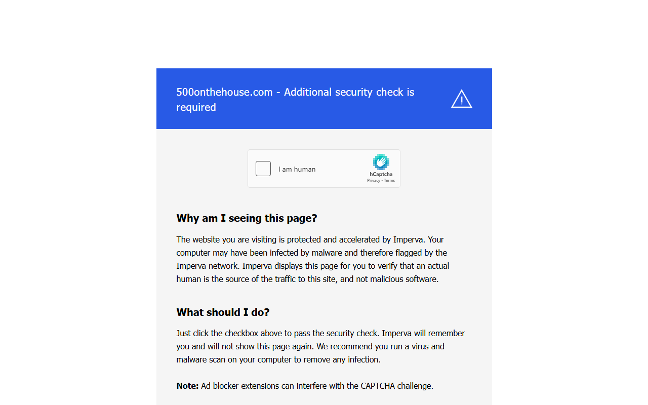 500onthehouse.com screenshot