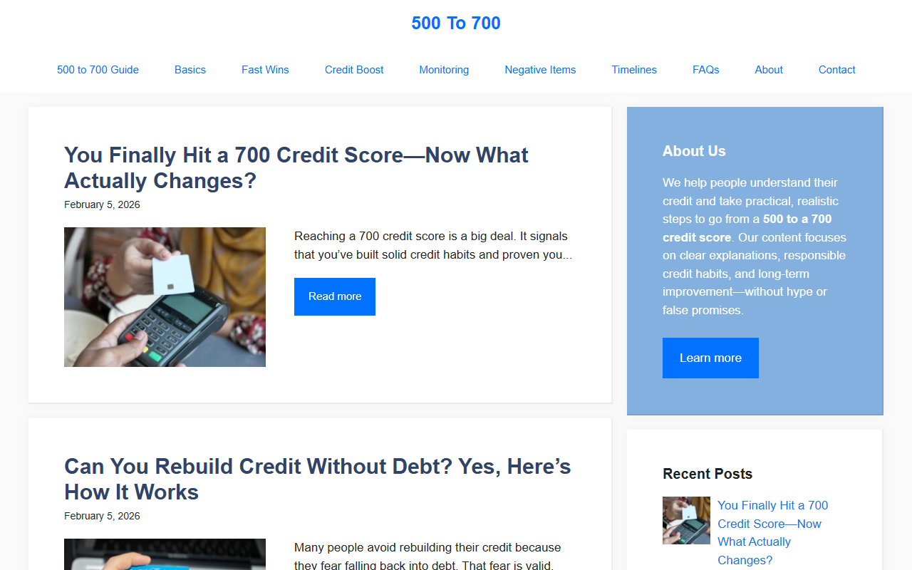 500to700credit.com screenshot