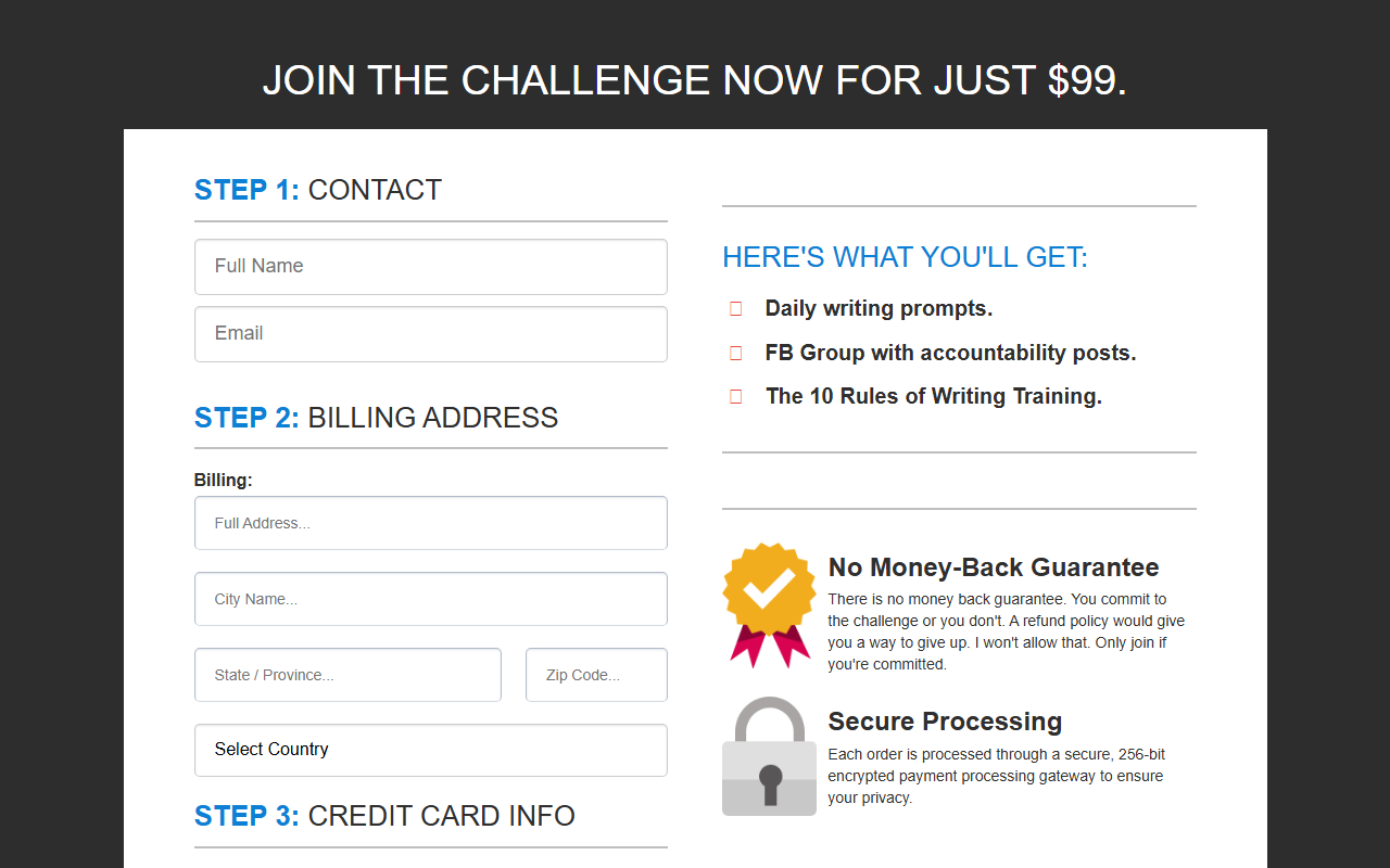500wordchallenge.com screenshot