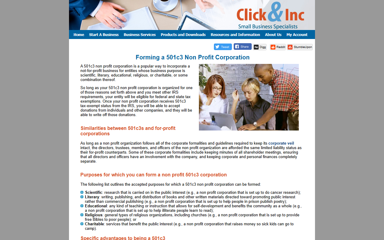 501c3nonprofits.com screenshot