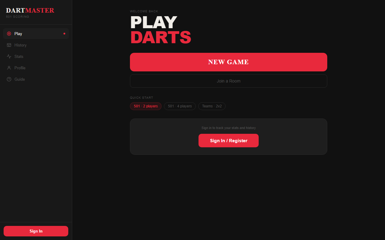 501dartscorer.com screenshot