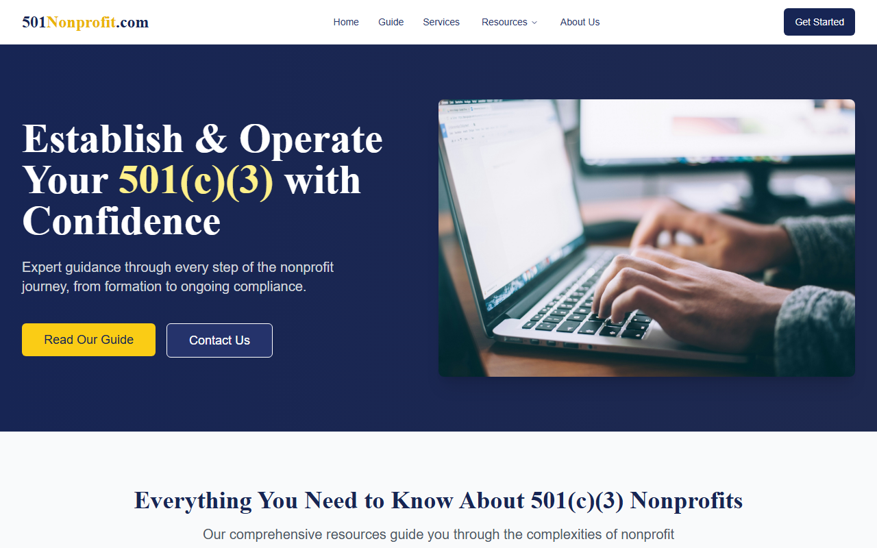 501nonprofit.com screenshot