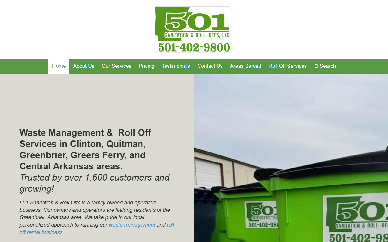 501sanitation.com screenshot