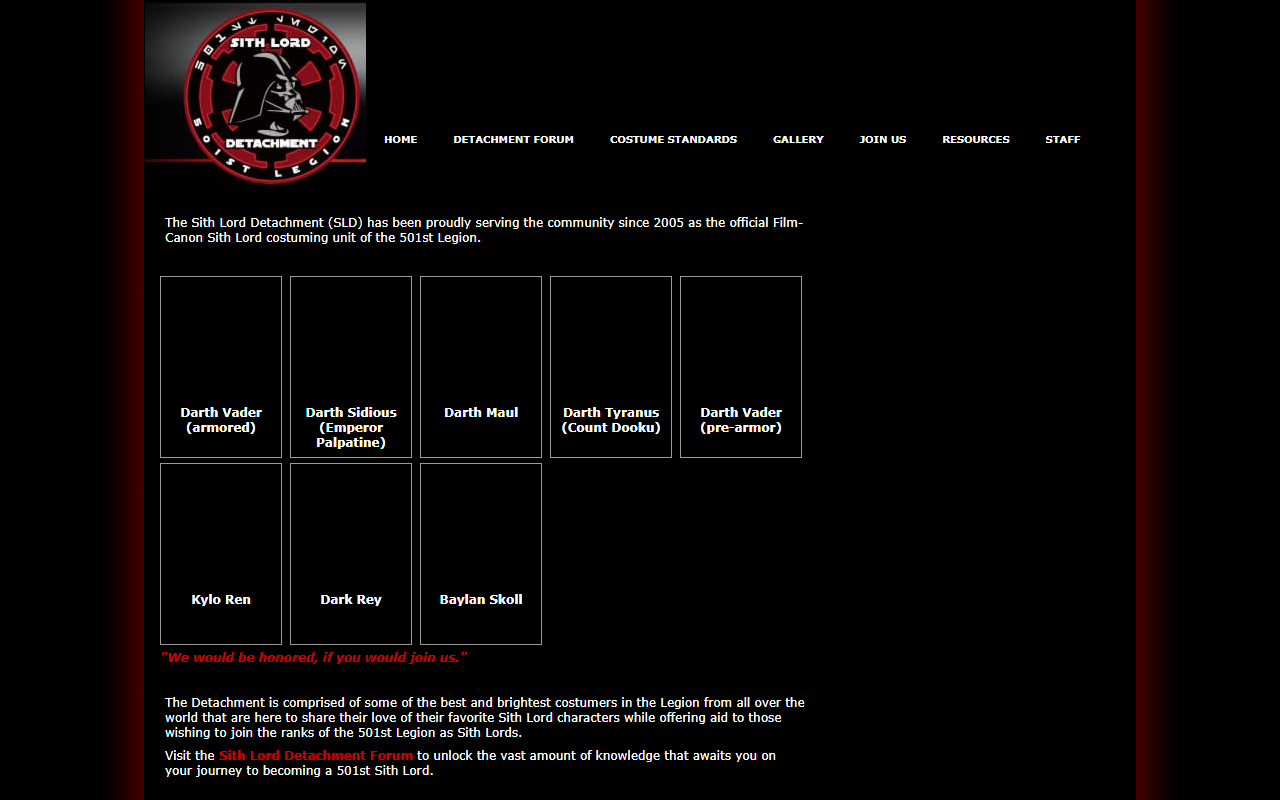 501stsithlords.com screenshot