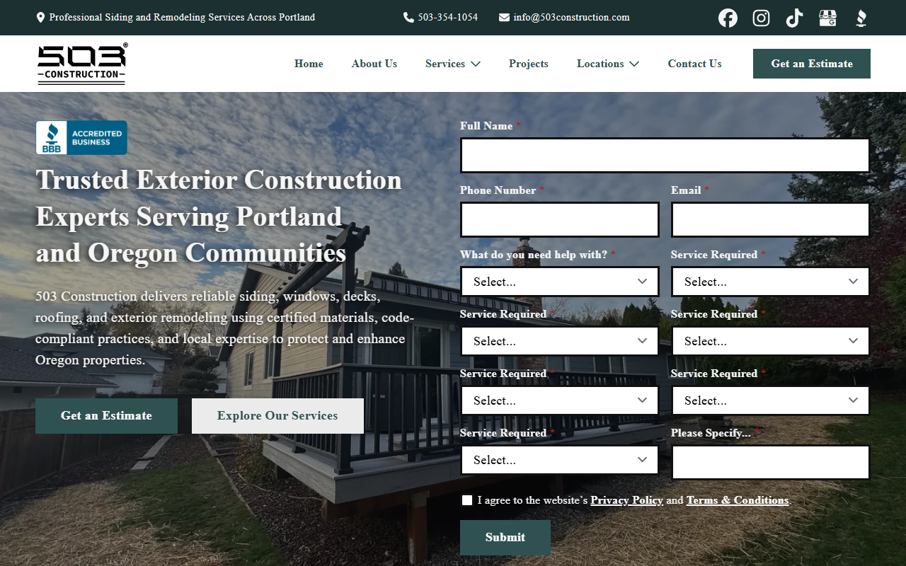 503construction.com screenshot