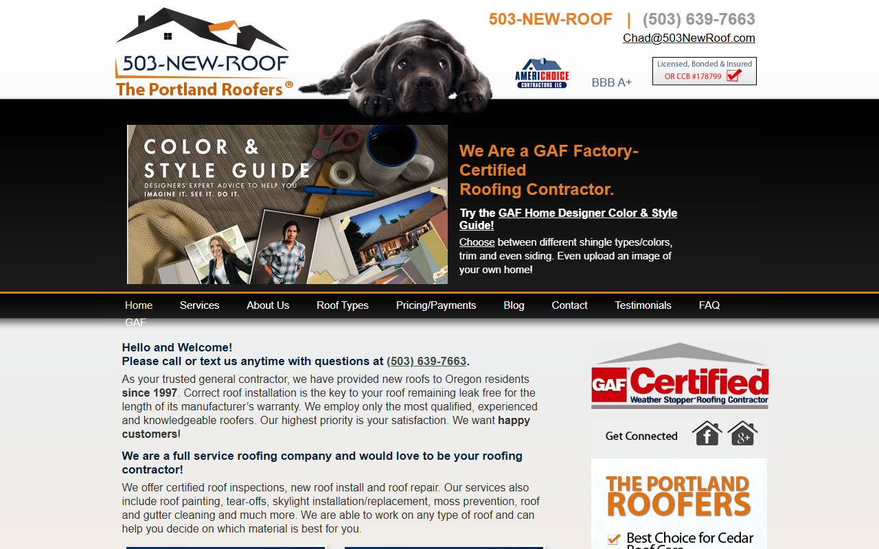 503newroof.com screenshot
