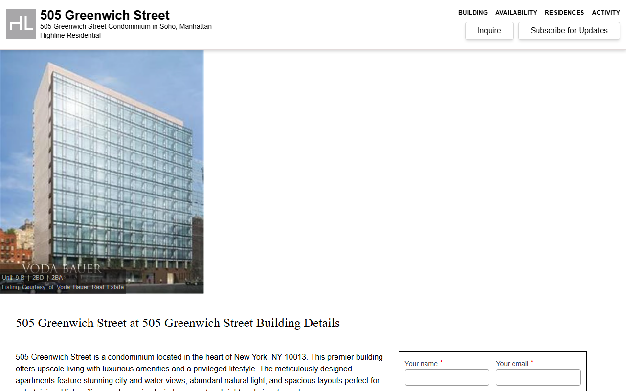 505greenwich.com screenshot