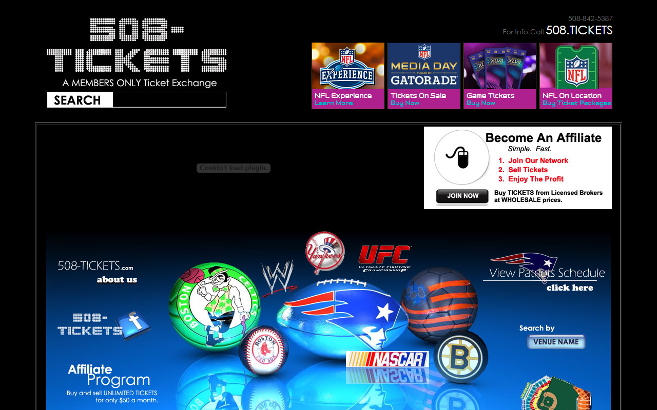508-tickets.com screenshot