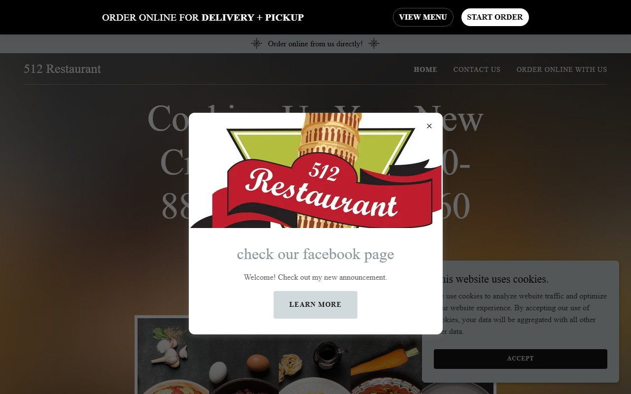 512restaurant.com screenshot
