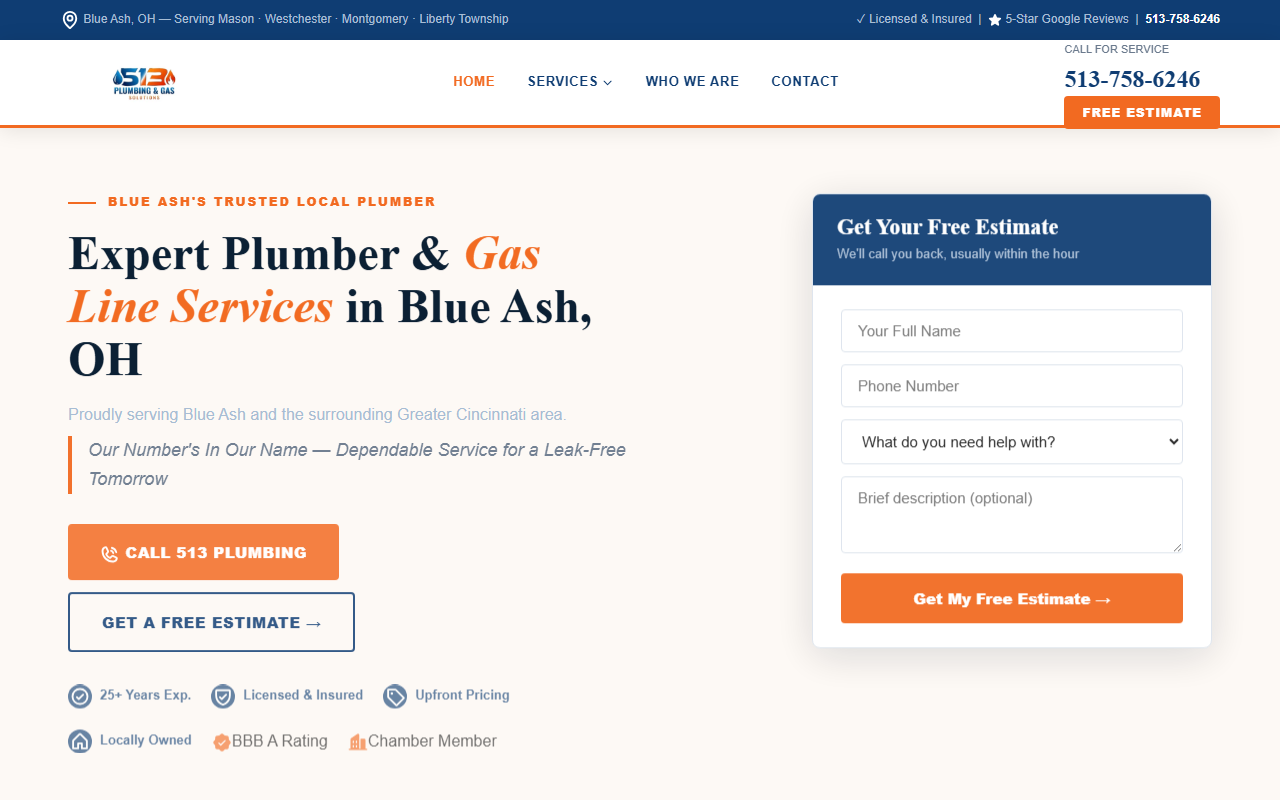 513plumbinggas.com screenshot