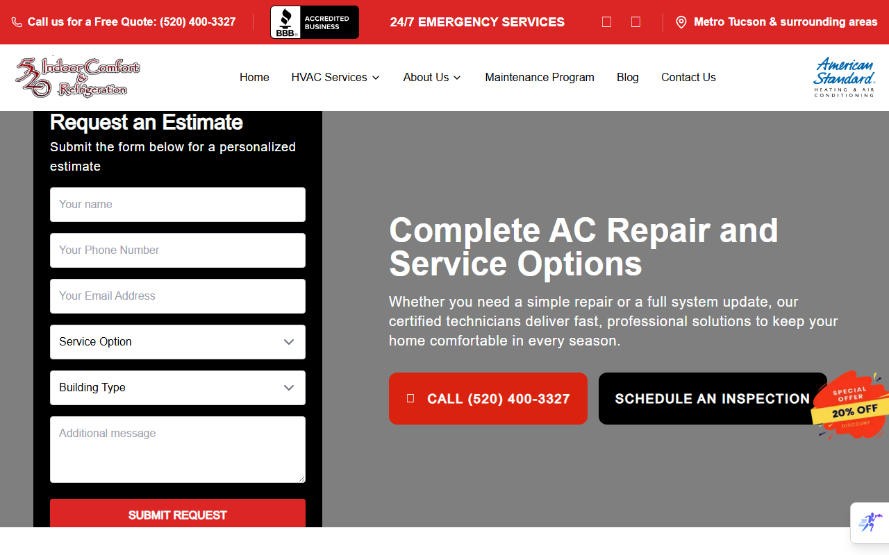 520indoorcomfort.com screenshot