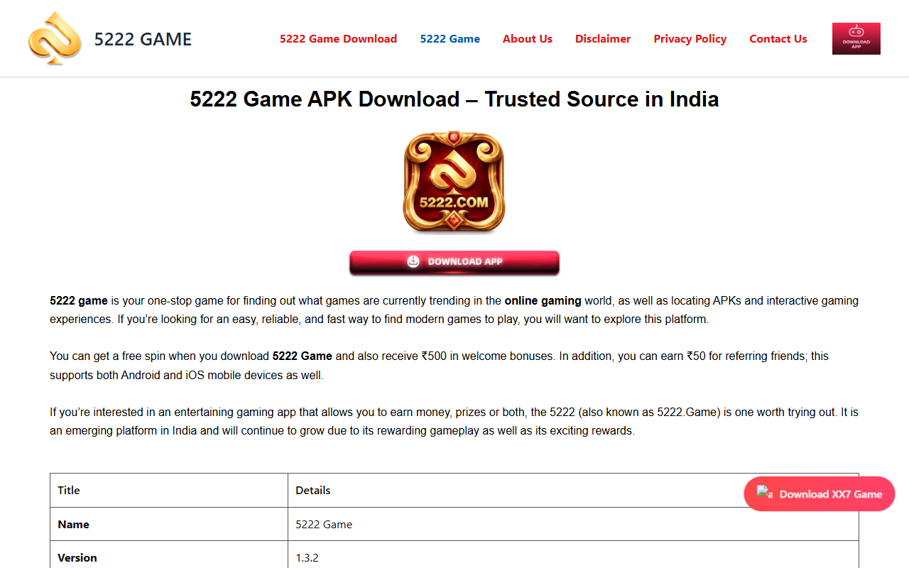5222gamedowload.com screenshot