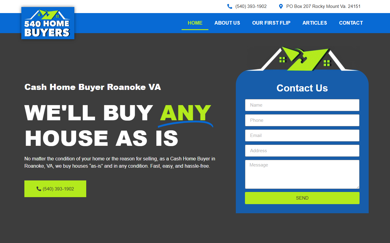 540homebuyers.com screenshot