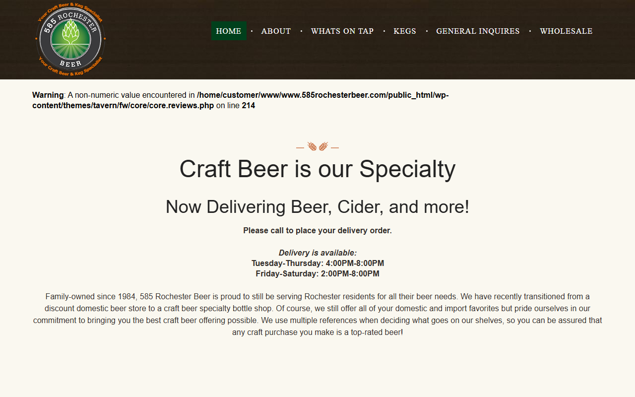 585rochesterbeer.com screenshot