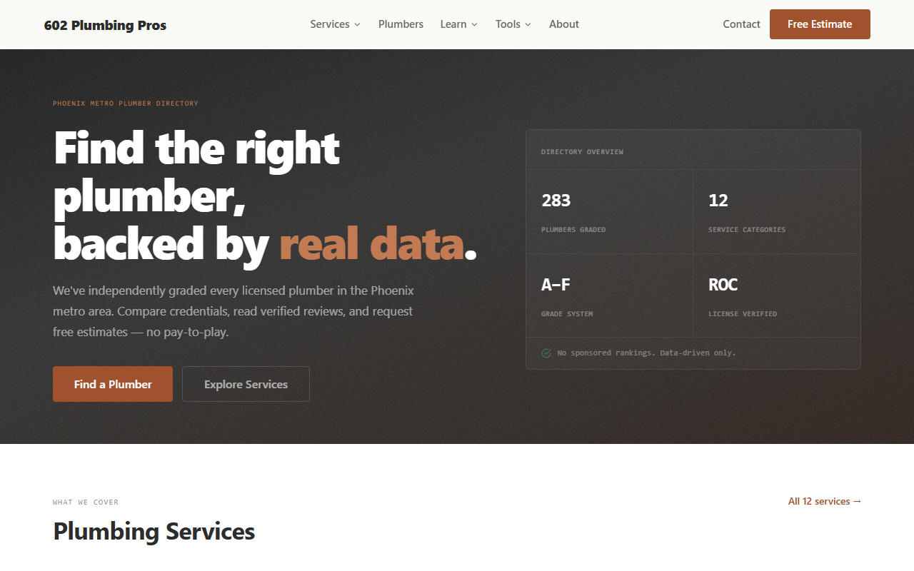 602plumbingpros.com screenshot