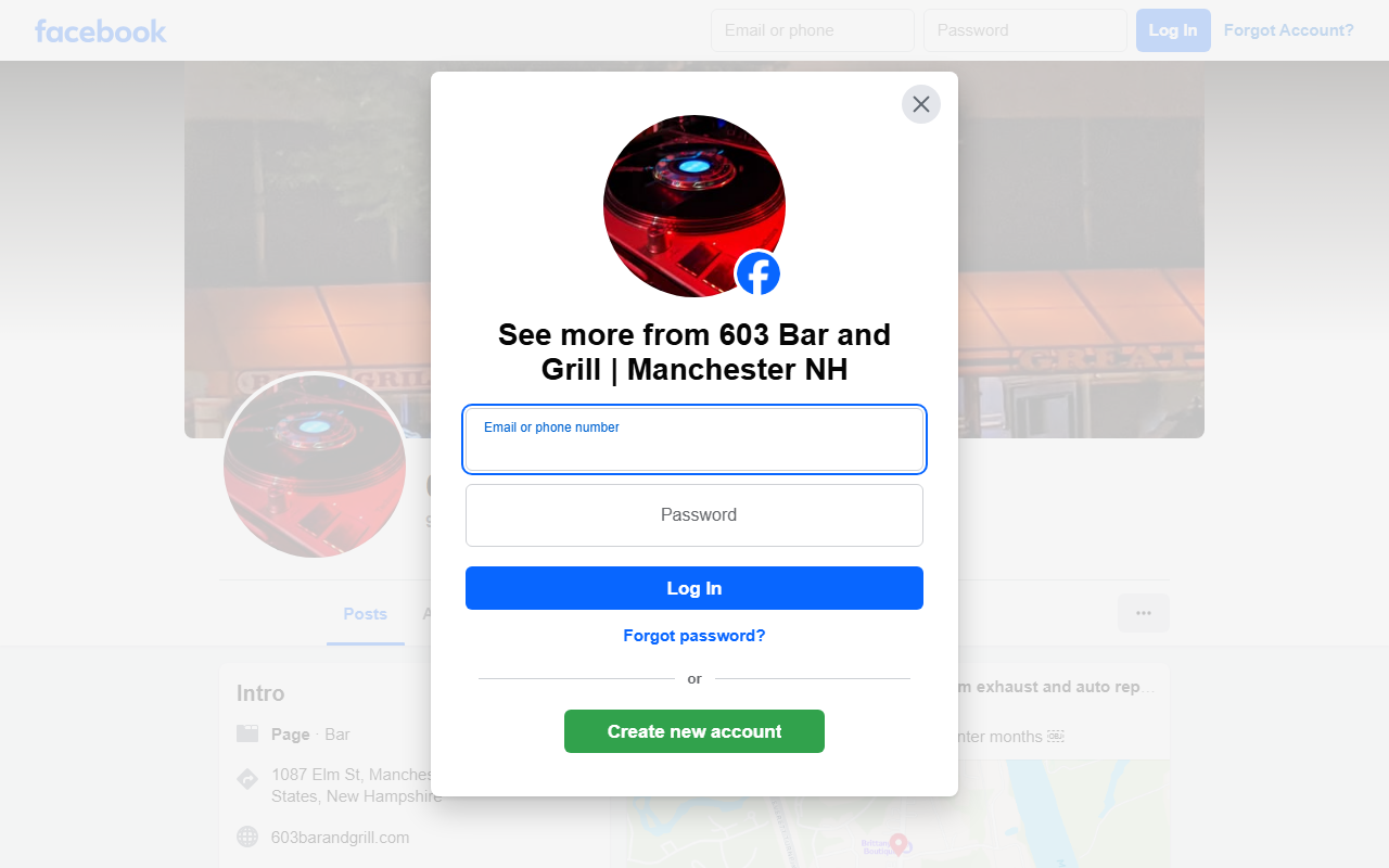 603barandgrill.com screenshot