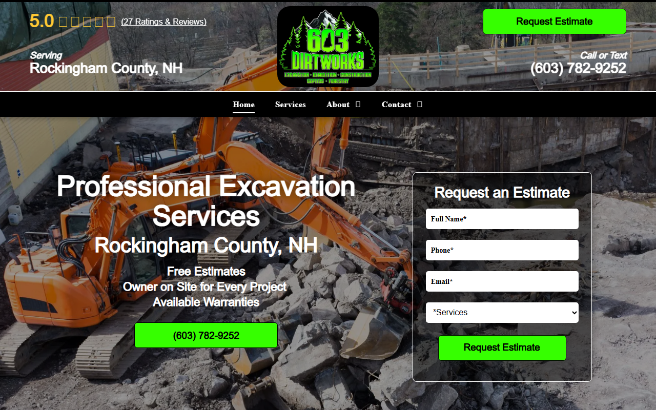 603dirtworks.com screenshot