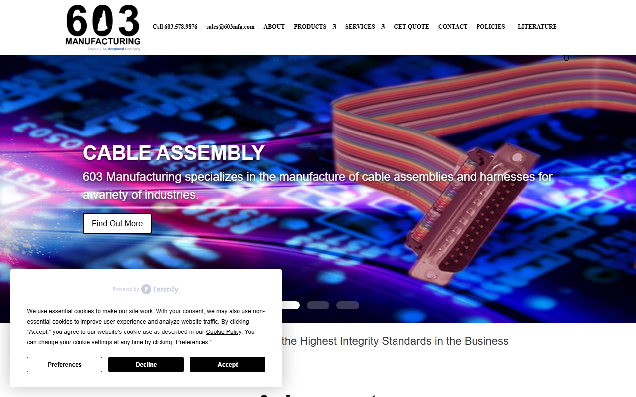 603manufacturing.com screenshot