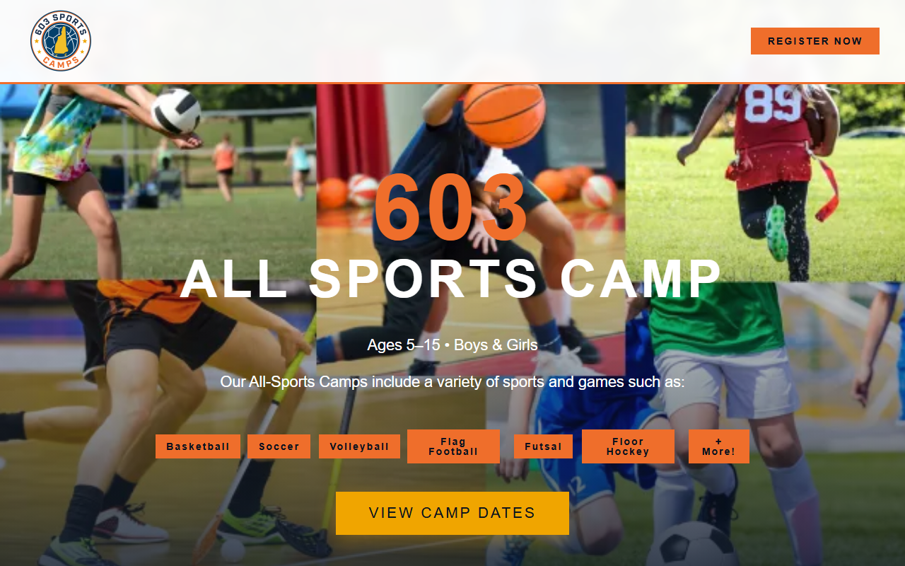 603sportscamps.com screenshot