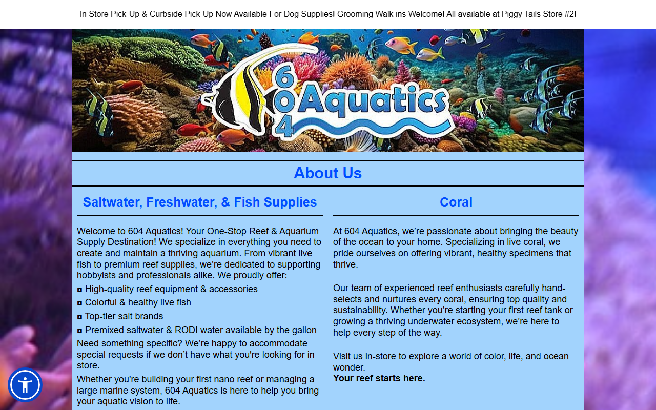 604aquatics.com screenshot