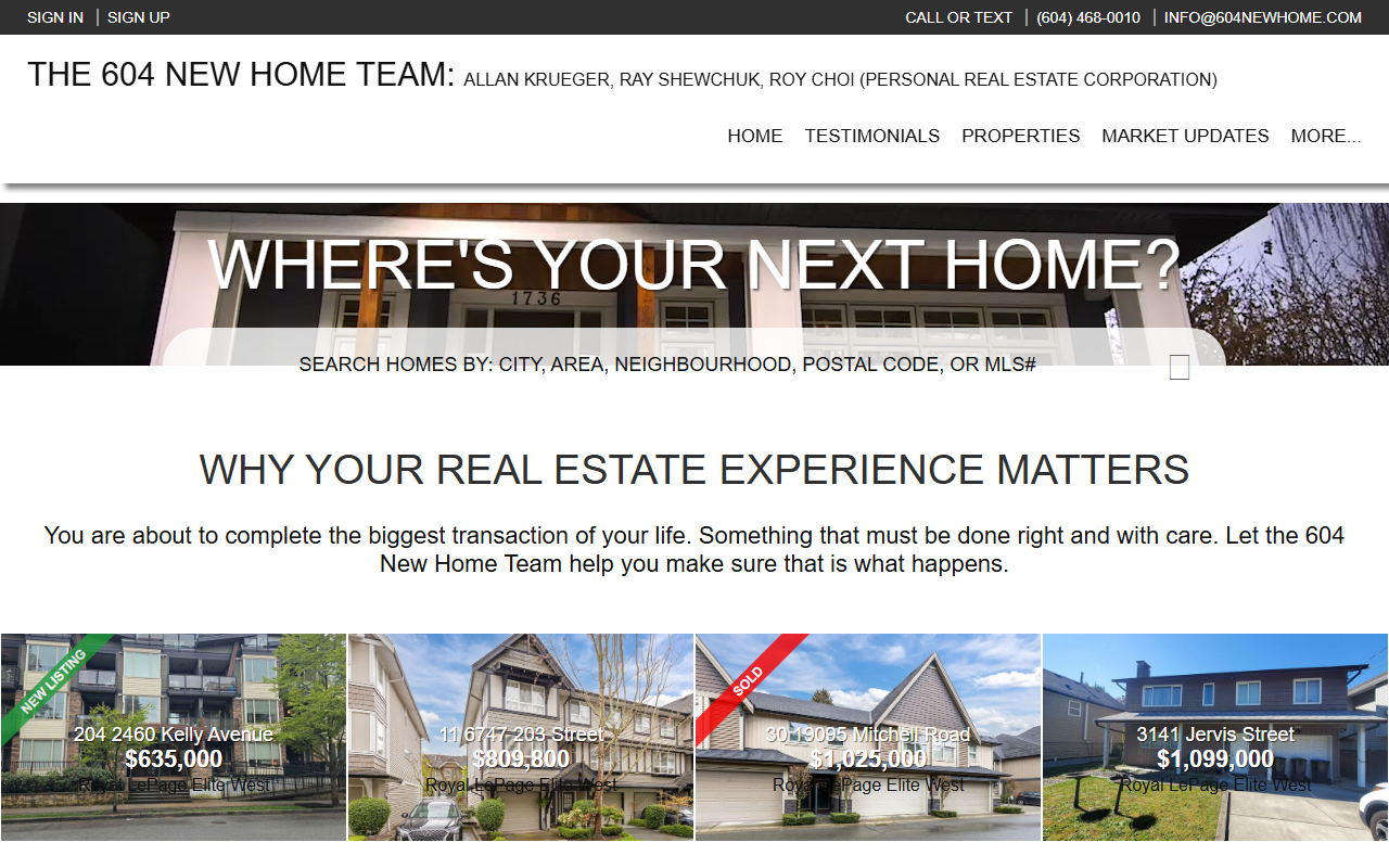 604newhomes.com screenshot