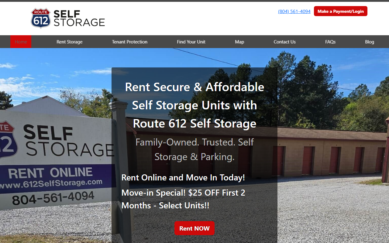 612selfstorage.com screenshot