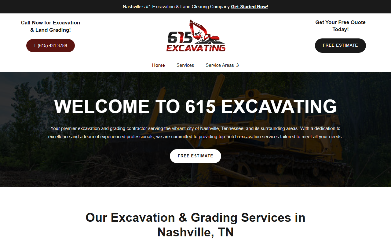 615excavating.com screenshot