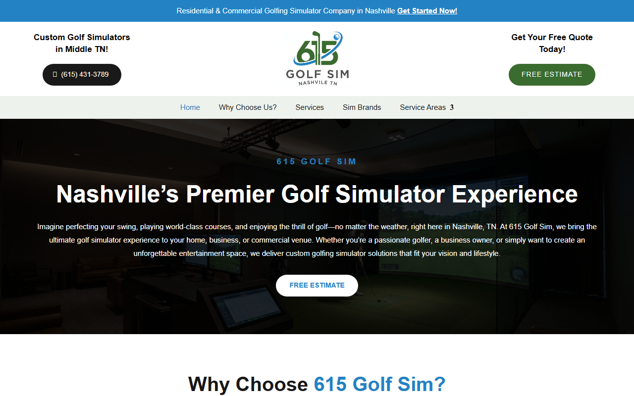 615golfsim.com screenshot